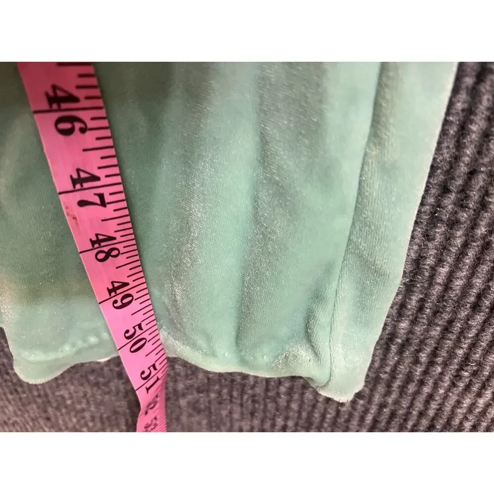 Vintage Maggie McQuade Mint Green Velvet Robe Long Lace Trim Dressing Gown Small